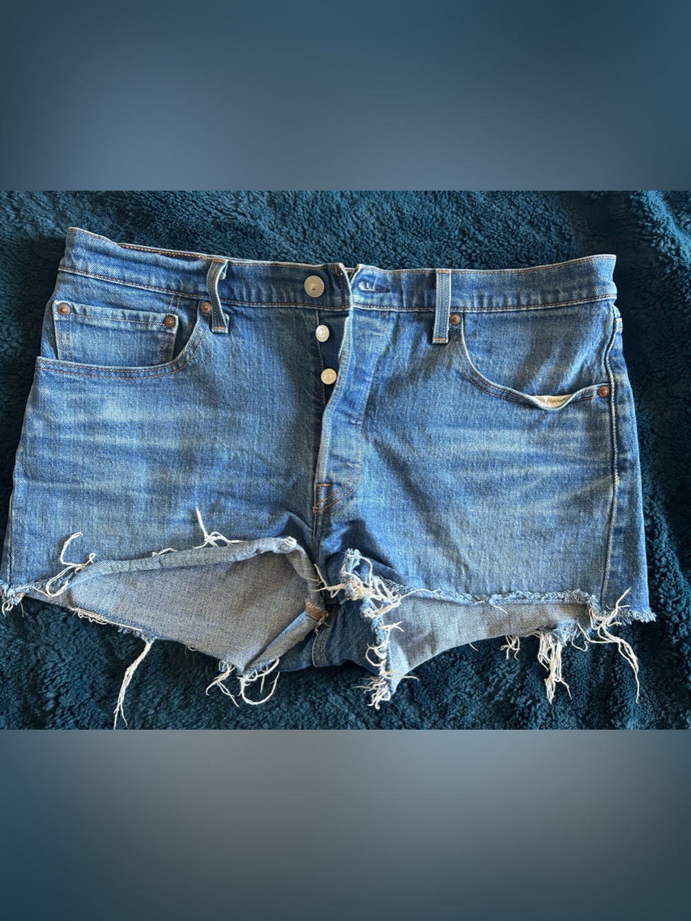 Levi's Blue Distressed Cutoff Denim Shorts